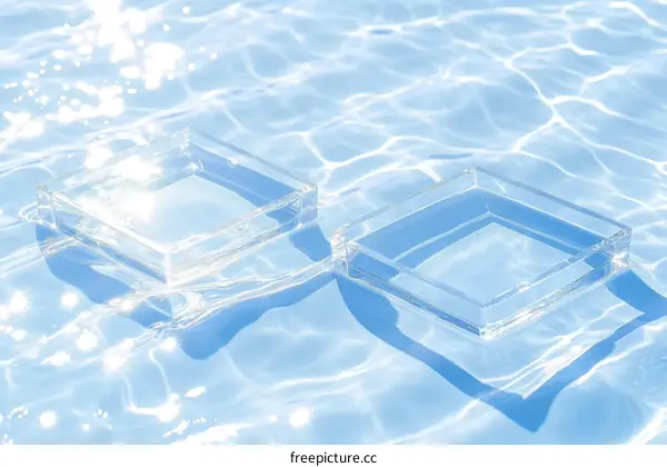 Clear Acrylic Square Tray on Rippled Water