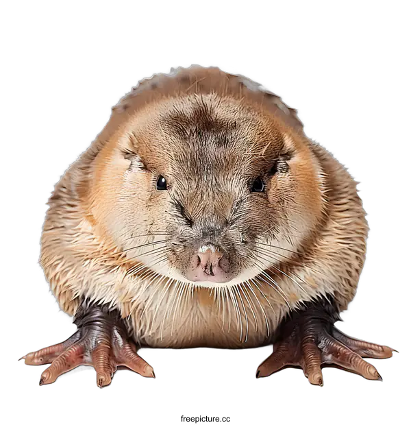 [Transparent Background PNG]Close-up of a Coypu on White Background