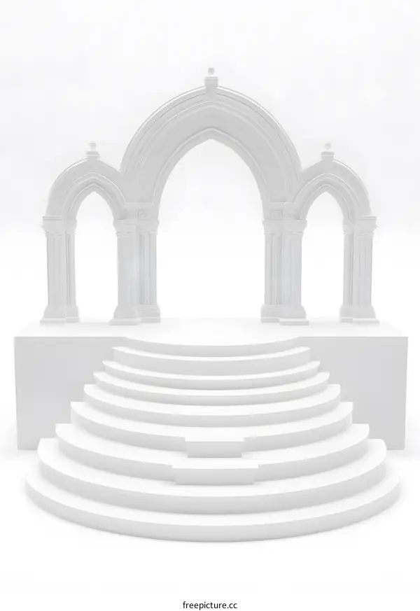 White 3D Render Archway with Stairs
