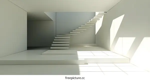 Minimalist White Floating Staircase in a Modern Interior