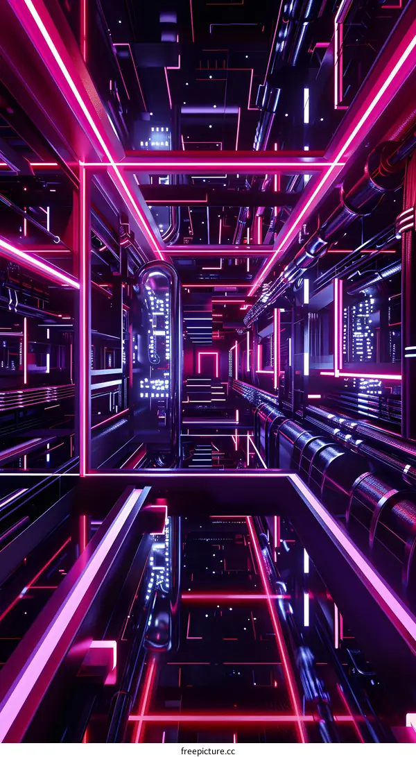 Abstract Neon Lights Futuristic Architecture