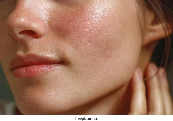 Closeup Woman Skin Texture with Rosy Cheeks