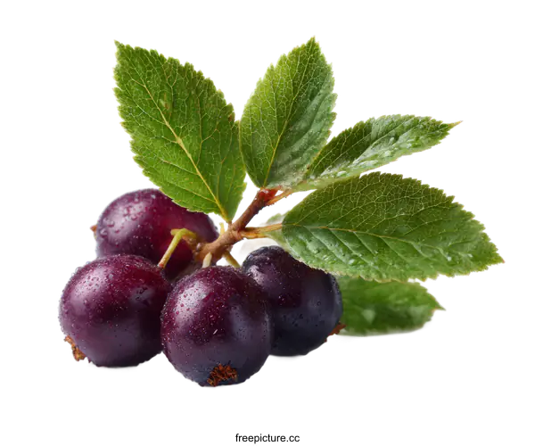 [Transparent Background PNG]Fresh Purple Berries with Leaves