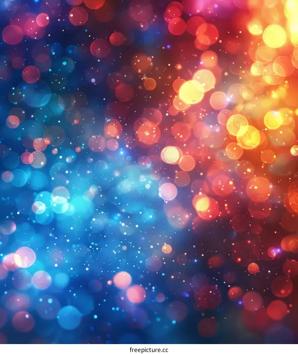 Blue and orange bokeh background with circle flares
