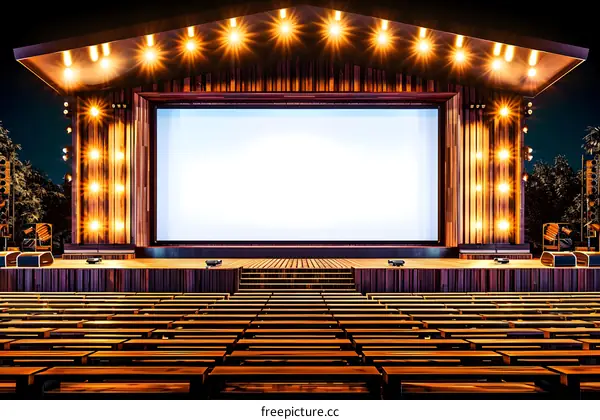 Outdoor Stage With Wooden Seats And Screen