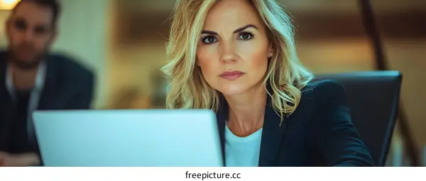 Businesswoman Working on Laptop in Office