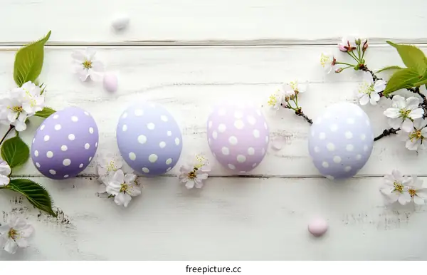 Pastel Easter Eggs Decorated with Flowers