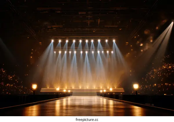 Empty Stage with Powerful Stage Lights