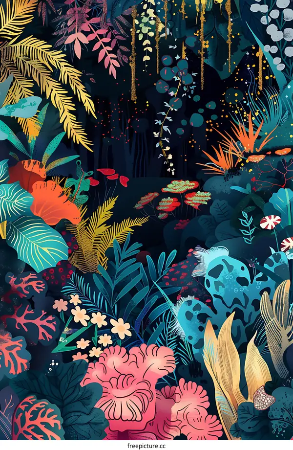 Abstract Tropical Forest Illustration