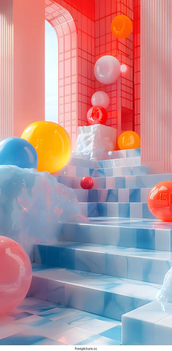 Colorful Spheres on Stairs