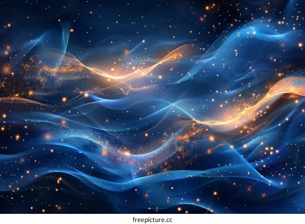 Abstract Blue and Gold Wave Design