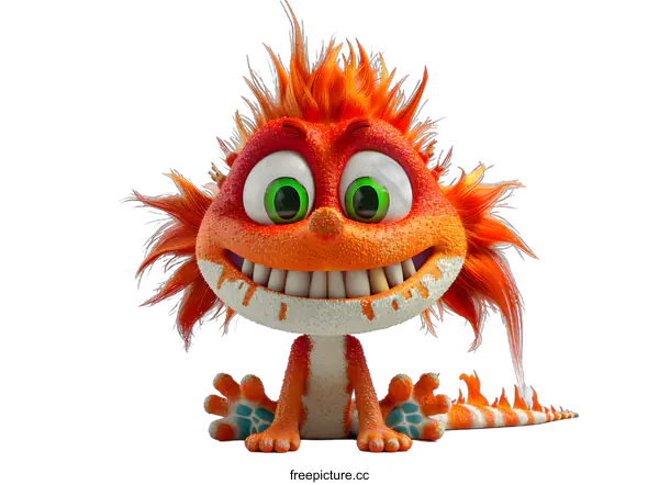 [Transparent Background PNG]A cute cartoon creature with big eyes and a toothy smile