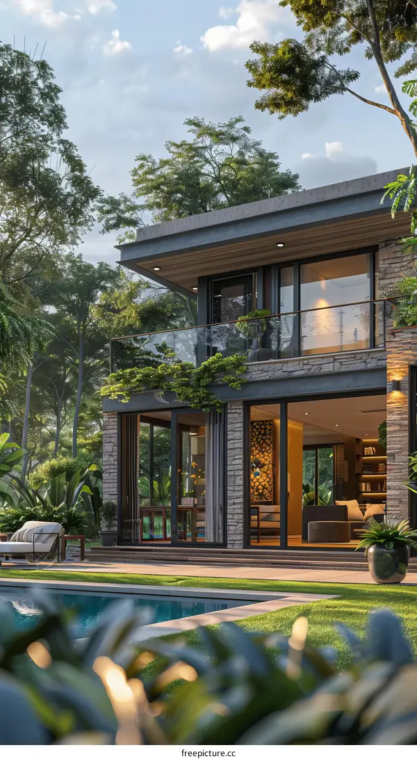 Modern Tropical Villa with Pool and Garden