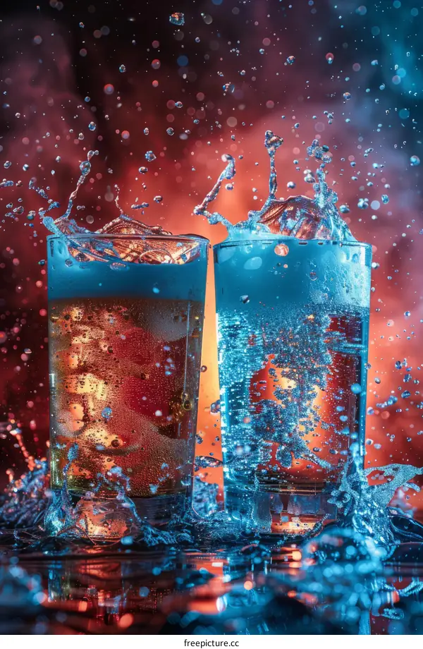 Two Beer Glasses with Water Splash