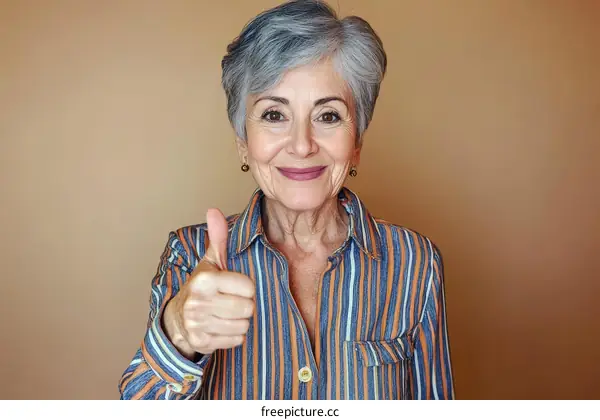 Senior Woman Smiling and Giving Thumbs Up