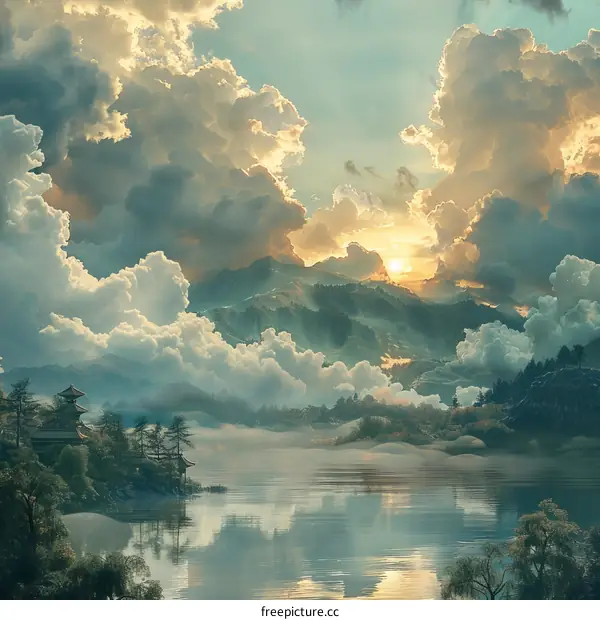 Majestic Sunrise over Expansive Sea of Clouds