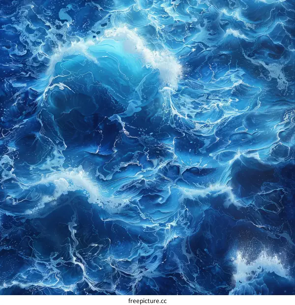 Ocean Waves: Blue and White Crest