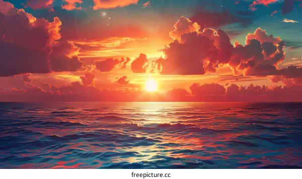 Sunset Over Serene Seascape