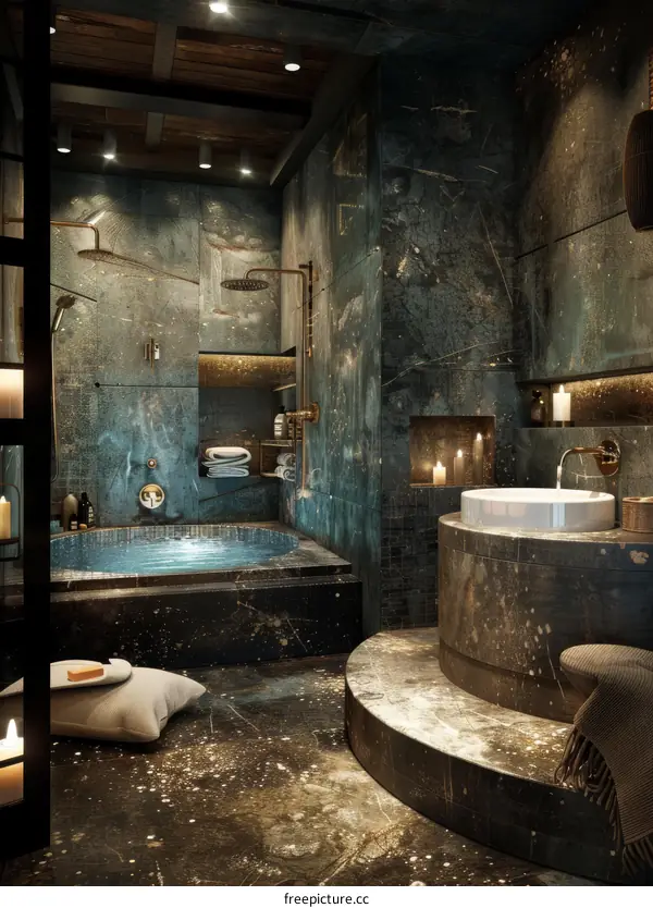 Luxury Industrial Style Bathroom Design Illustration