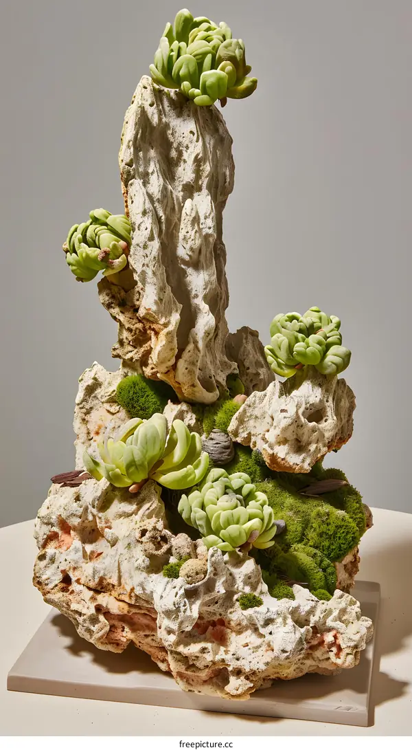 Succulents Growing on a Rock Formation