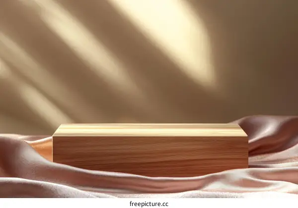 Wooden Display Platform with Satin Fabric Background