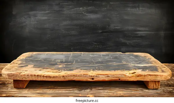Rustic Wooden Tabletop with Chalkboard Background