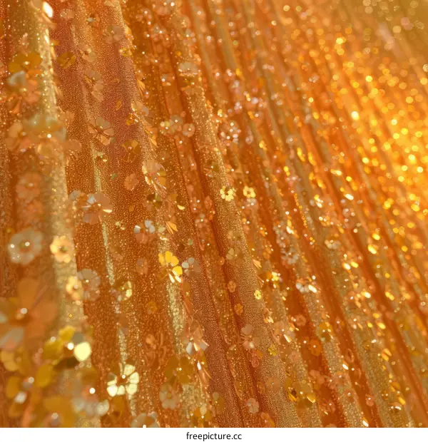 gold shiny fabric with flower sequins