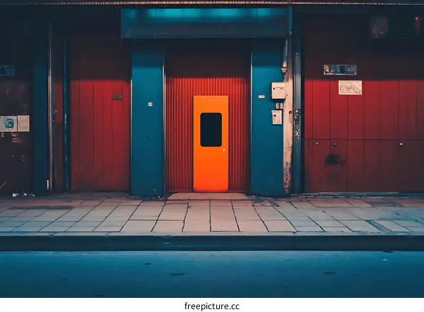 Red Blue And Orange Doors In Front Of A Building