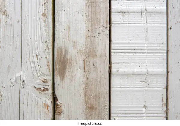 Three shades of white on a wooden fence