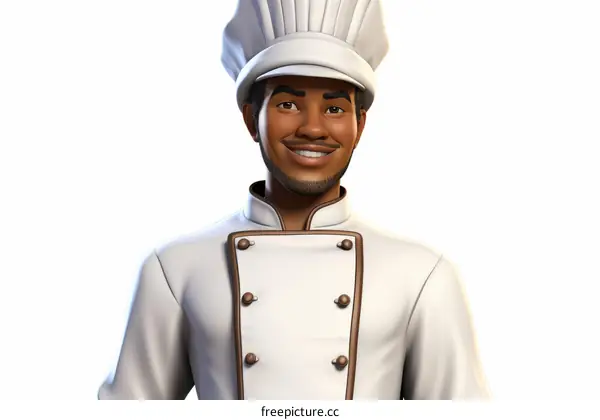 Happy male chef wearing white uniform