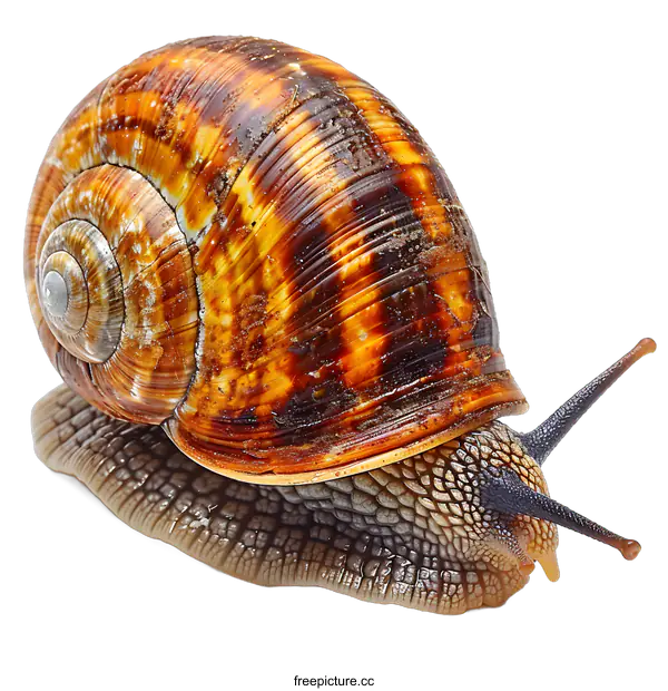 [Transparent Background PNG]Close-up of a snail on a white background