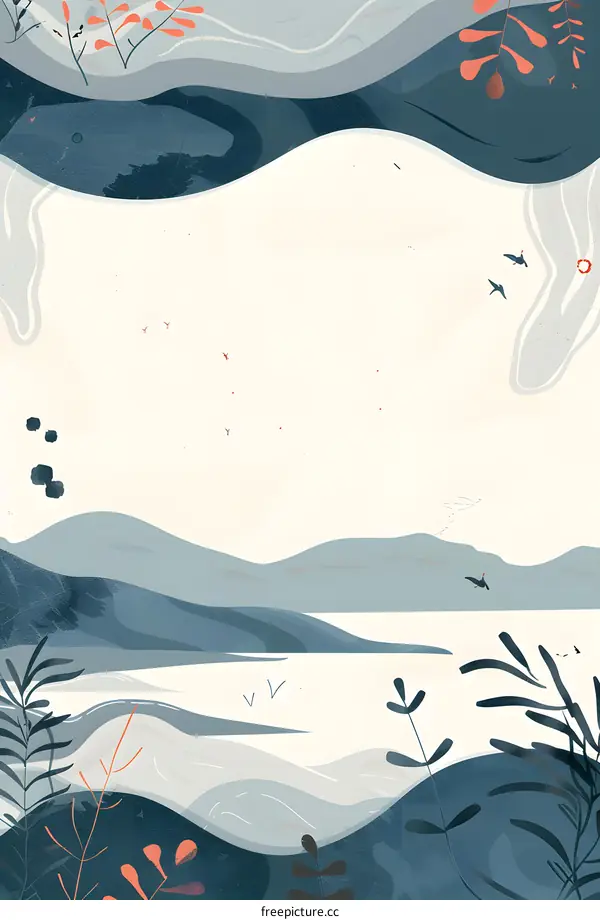 Abstract Landscape With Mountains And Birds