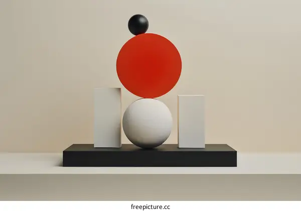 Abstract Minimalist 3D Geometric Shapes Art