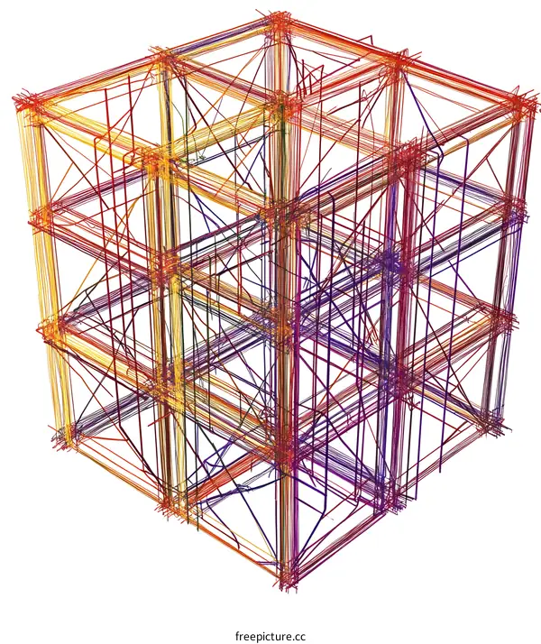 Abstract Colorful Wireframe Structure