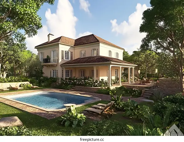 Luxury House with Swimming Pool and Green Garden