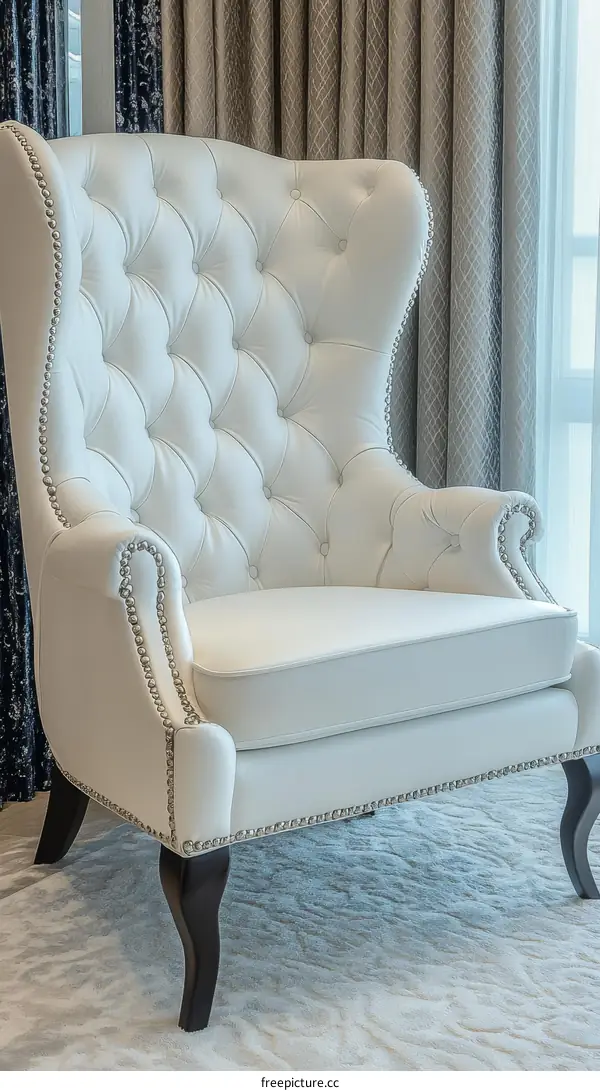 Elegant White Leather Armchair in a Luxurious Interior