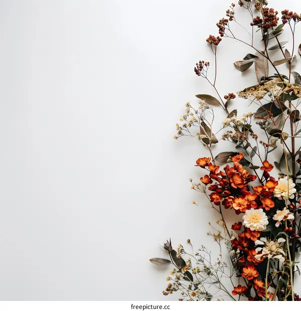 Dried Flower Bouquet on White Background