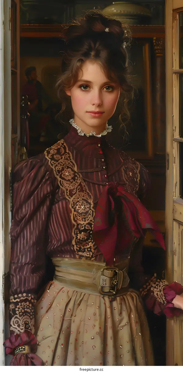 Portrait of a Young Woman in a Doorway