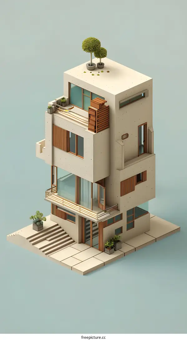 Modern Minimalist House Illustration in 3D