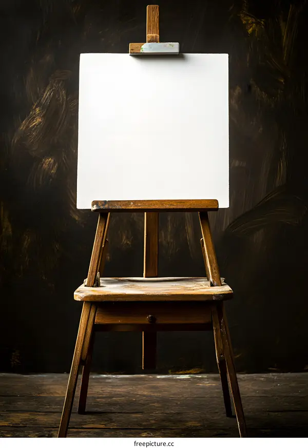 Blank Canvas on Wooden Easel