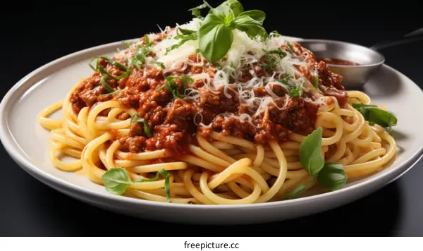 A delicious plate of spaghetti with tomato sauce and basil