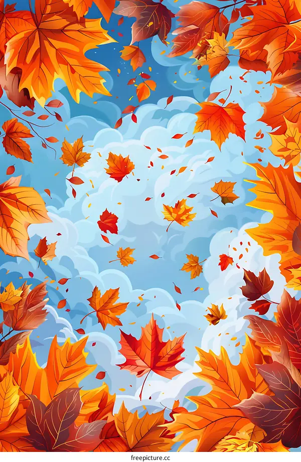 Autumn Leaves Falling From The Sky Illustration