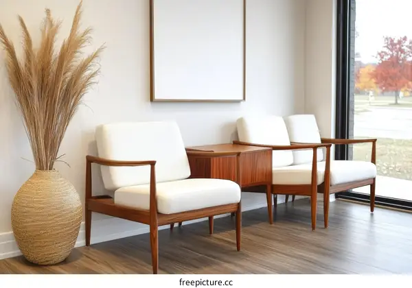 Modern Waiting Area with Mid-Century Style Chairs