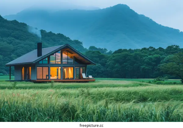 A modern house in a rural setting