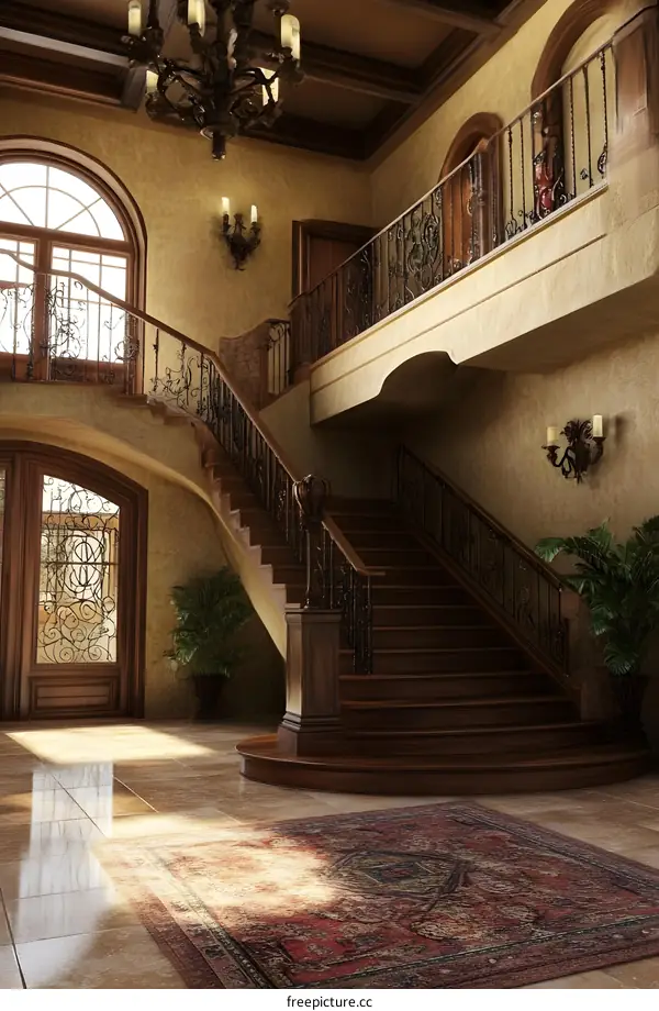 Elegant Staircase in Classic Mansion Interior