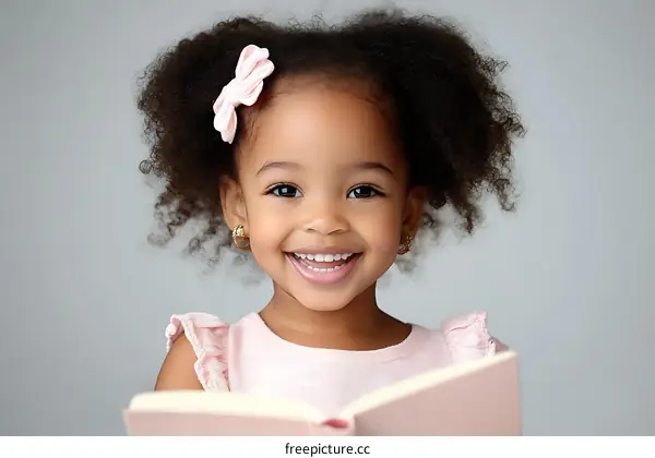 Smiling Girl Holding a Book