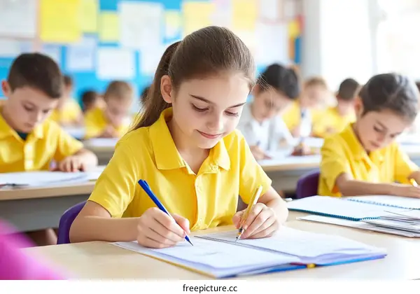 Elementary School Students Focused on Classwork