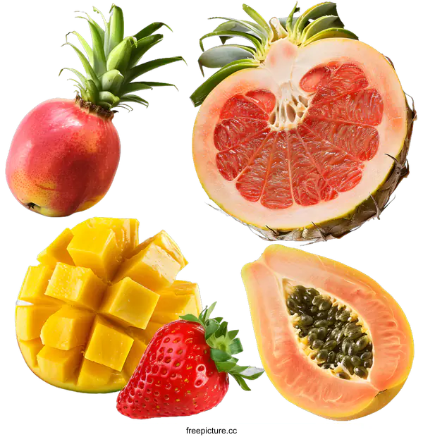 [Transparent Background PNG]Fresh Tropical Fruits Collection