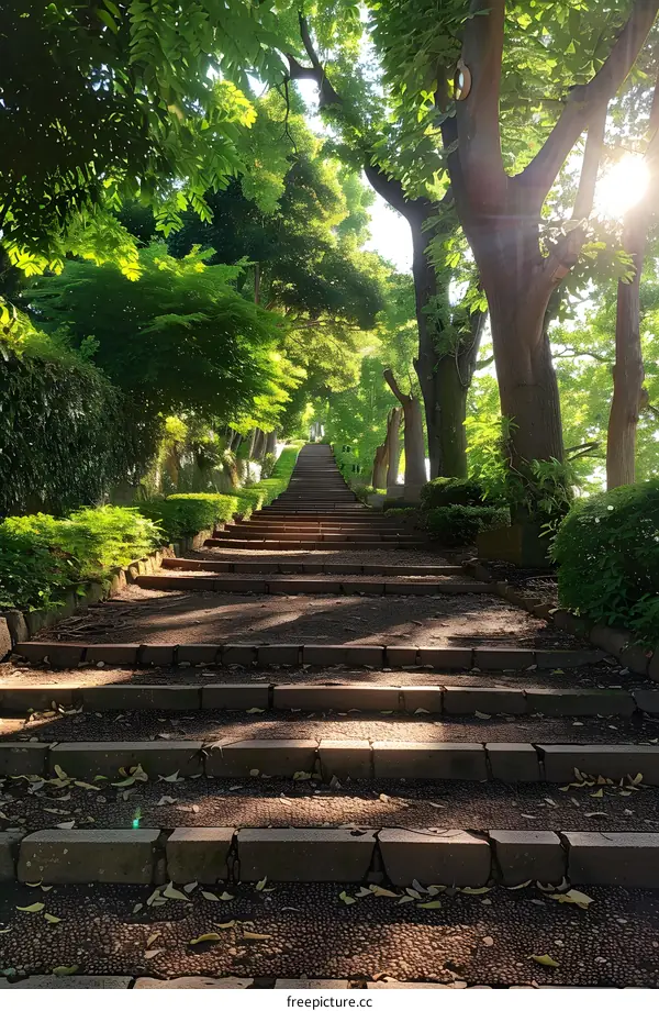 Sunlit Stone Steps in Park