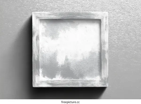 Empty Square Wooden Frame on Gray Wall